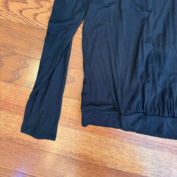 LOFT Black Top Size Medium V Neck Long Sleeves Faux Wrap - Picture 4 of 6